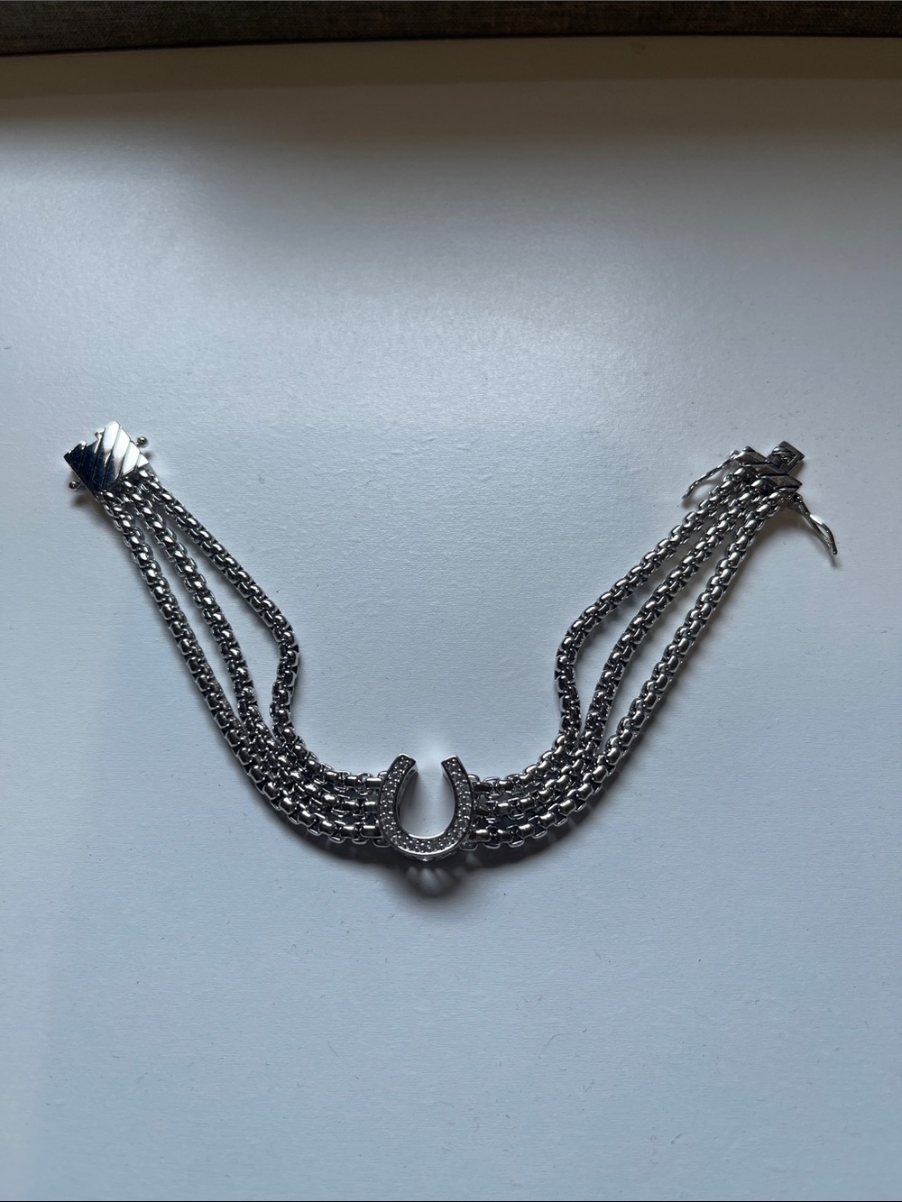 Silver Horseshoe Multi-Chain Bracelet